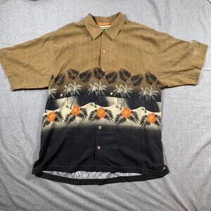 Tommy Bahama Silk Hawaiian Shirt Adult Large Green Summer Vacation Shirt Mens